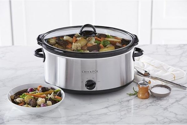Crock-Pot 7 Quart Oval Manual Slow Cooker, Stainless Steel (SCV700-S-BR), Versatile Cookware for Large Families or Entertaining - Image 2