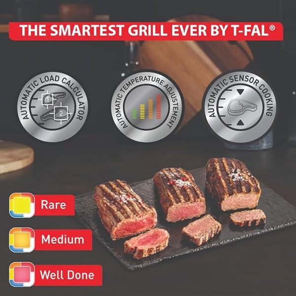T-Fal, Electric Grill, OptiGrill Stainless Steel XL 6 Servings 9 Intelligent Automatic Cooking Modes 1800 Watts Nonstick Removable Plates, Dishwasher Safe, Panini Press Sandwich Maker - Image 5