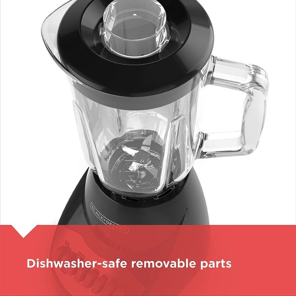 BLACK+DECKER 10-Speed Countertop Blender, BL2010BG, 6-Cup Glass Jar, Dishwasher-Safe, Stainless Steel Blade, Suction Feet - Image 7