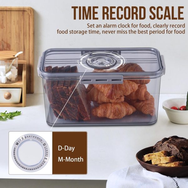 Bread Box Bread Boxes for Kitchen Counter Airtight, Time Recording Bread Storage Container with Lid, Bread Keeper for Homemade Bread, Toast, Bagel, Donut and Cookies, Grey - Image 4