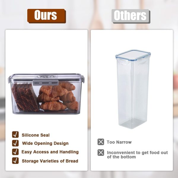 Bread Box Bread Boxes for Kitchen Counter Airtight, Time Recording Bread Storage Container with Lid, Bread Keeper for Homemade Bread, Toast, Bagel, Donut and Cookies, Grey - Image 5