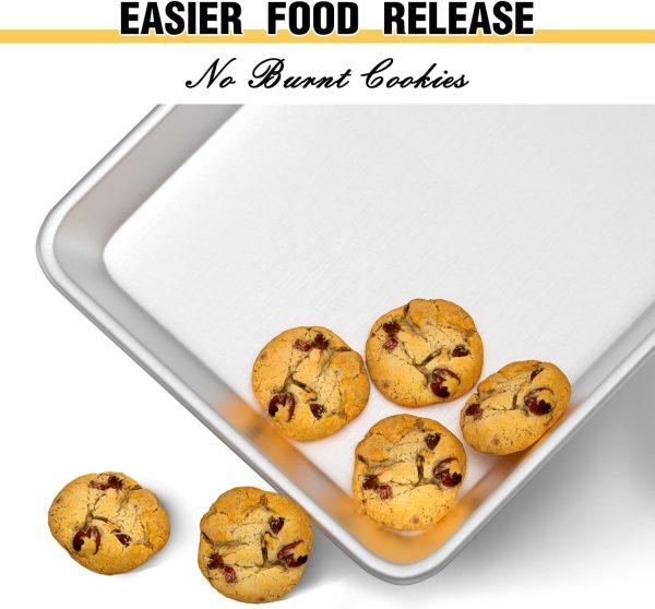 Commercial Quality Baking Sheet Pan Set, Natural Aluminum Cookie Sheet, Umite Chef Warp Resistant Nonstick Baker's Half Sheet Pan, Large Thick Cookie Tray Pans for Baking, Roasting(2 Pack, 18X13Inch) - Image 2