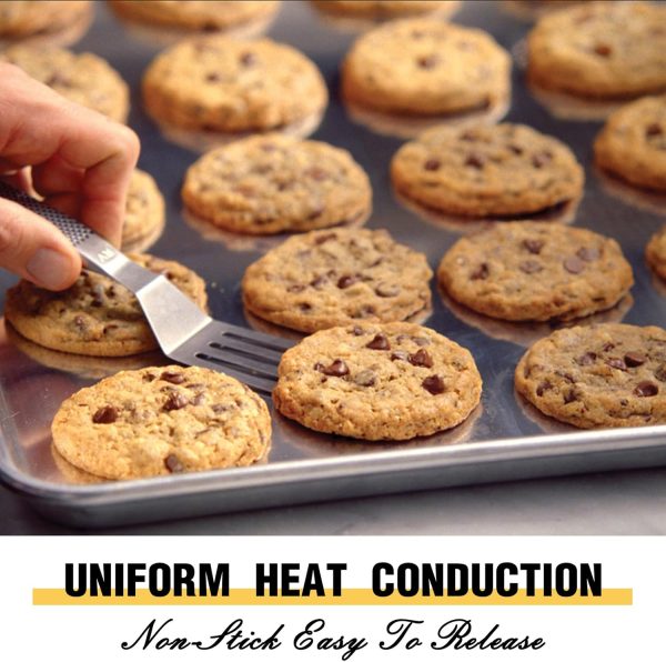 Commercial Quality Baking Sheet Pan Set, Natural Aluminum Cookie Sheet, Umite Chef Warp Resistant Nonstick Baker's Half Sheet Pan, Large Thick Cookie Tray Pans for Baking, Roasting(2 Pack, 18X13Inch) - Image 4