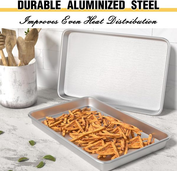 Commercial Quality Baking Sheet Pan Set, Natural Aluminum Cookie Sheet, Umite Chef Warp Resistant Nonstick Baker's Half Sheet Pan, Large Thick Cookie Tray Pans for Baking, Roasting(2 Pack, 18X13Inch) - Image 7