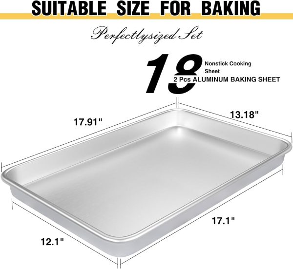 Commercial Quality Baking Sheet Pan Set, Natural Aluminum Cookie Sheet, Umite Chef Warp Resistant Nonstick Baker's Half Sheet Pan, Large Thick Cookie Tray Pans for Baking, Roasting(2 Pack, 18X13Inch) - Image 8