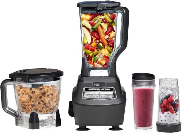 Ninja BL770 Mega Kitchen System, 1500W, 4 Functions for Smoothies, Processing, Dough, Drinks & More, with 72 Blender Pitcher, 64 Processor Bowl, (2) 16-oz. to-Go, Black, with 2 Nutri Cups + Lids - Image 8