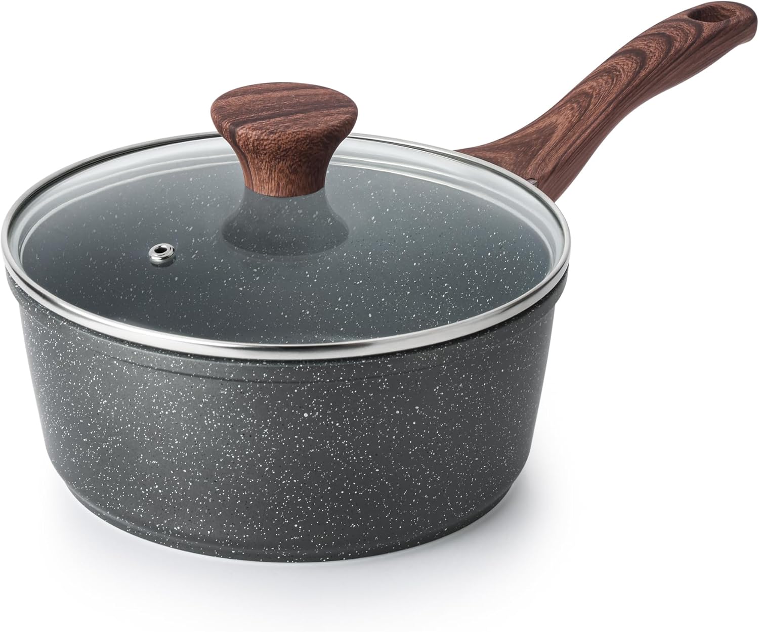 SENSARTE Nonstick Sauce Pan with Lid, 1.5QT Small Pot with Swiss Granite Coating, Stay-cool Handle, Multipurpose Handy Small Saucepan, Induction Capable, PFOA Free