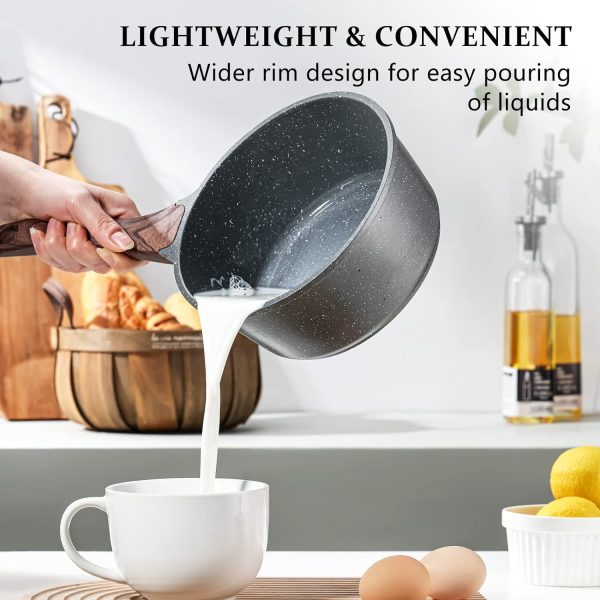 SENSARTE Nonstick Sauce Pan with Lid, 1.5QT Small Pot with Swiss Granite Coating, Stay-cool Handle, Multipurpose Handy Small Saucepan, Induction Capable, PFOA Free - Image 3