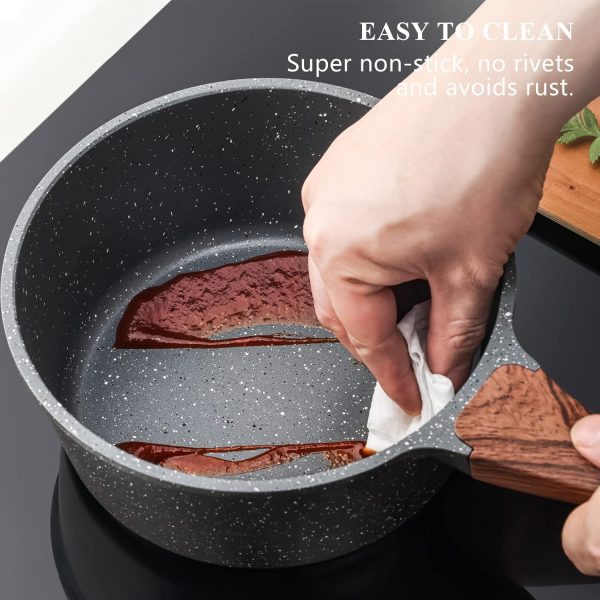 SENSARTE Nonstick Sauce Pan with Lid, 1.5QT Small Pot with Swiss Granite Coating, Stay-cool Handle, Multipurpose Handy Small Saucepan, Induction Capable, PFOA Free - Image 4