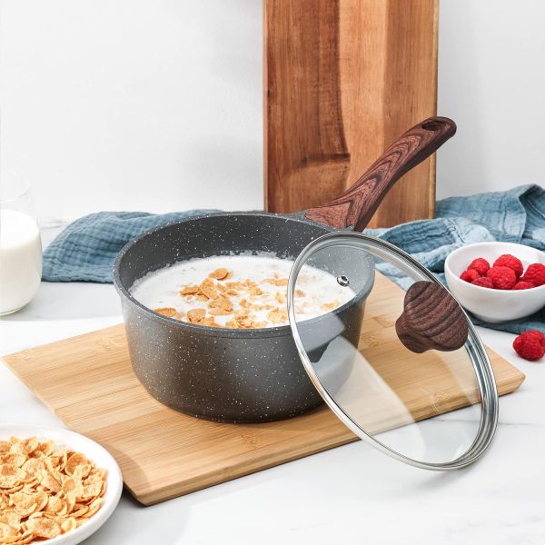 SENSARTE Nonstick Sauce Pan with Lid, 1.5QT Small Pot with Swiss Granite Coating, Stay-cool Handle, Multipurpose Handy Small Saucepan, Induction Capable, PFOA Free - Image 7