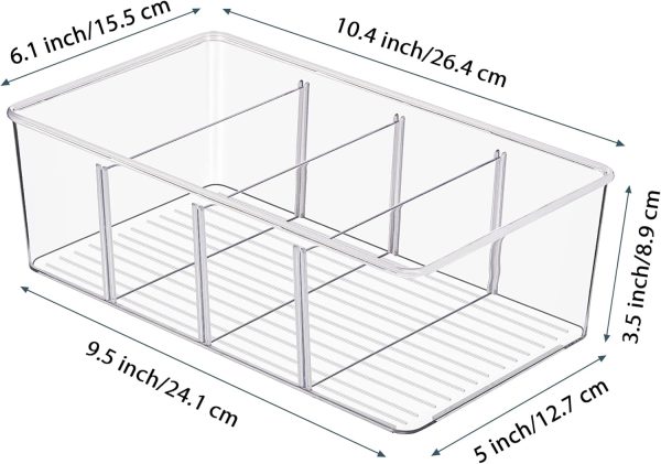 Vtopmart 8 Pack Food Storage Organizer Bins, Clear Plastic Bins for Pantry, Kitchen, Fridge, Cabinet Organization and Storage, 4 Compartment Holder for Packets, Snacks, Pouches, Spice Packets - Image 3